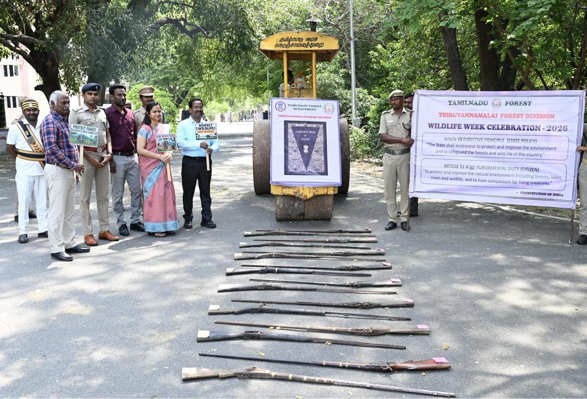 Destruction of Illegal Firearms in Tiruvannamalai